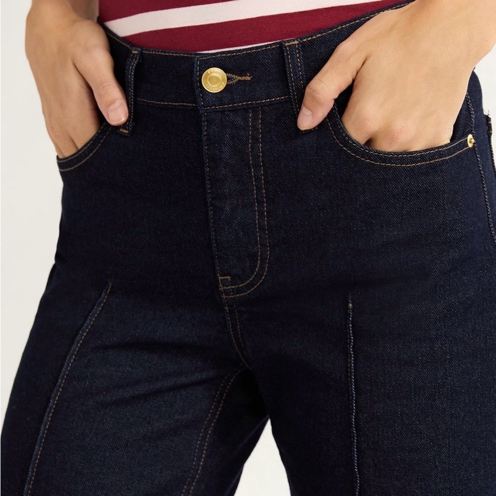 Free Assembly Dark Blue Wide-Leg Pintuck Jeans - Picture 3 of 6
